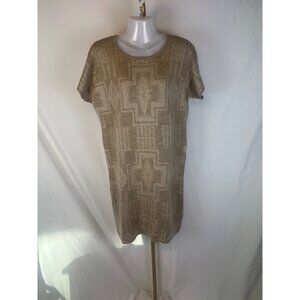 Pendleton Womens Beige 100% Merino Wool Shift Dress Tribal Pattern Size M